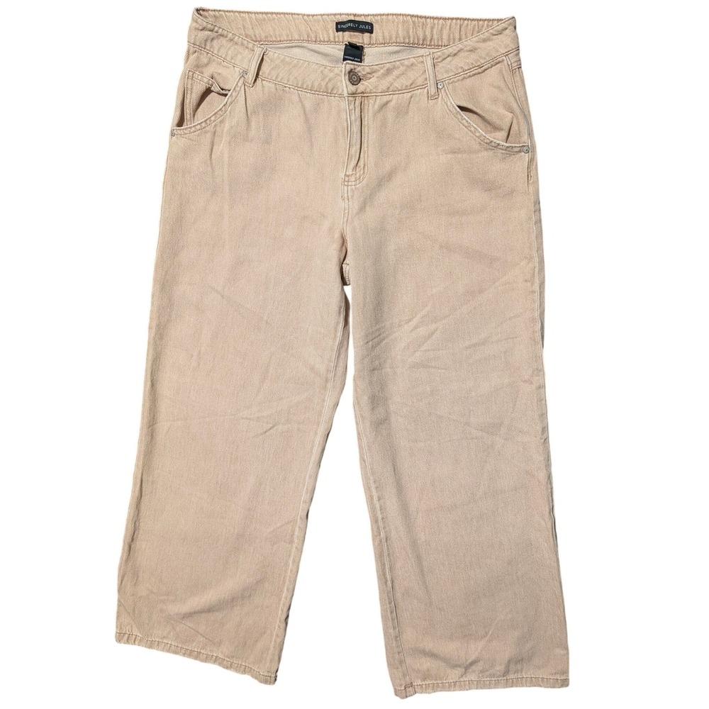 Sincerely Jules Womens Tan Wide Leg High Rise Cotton Denim Jeans Size 13/31